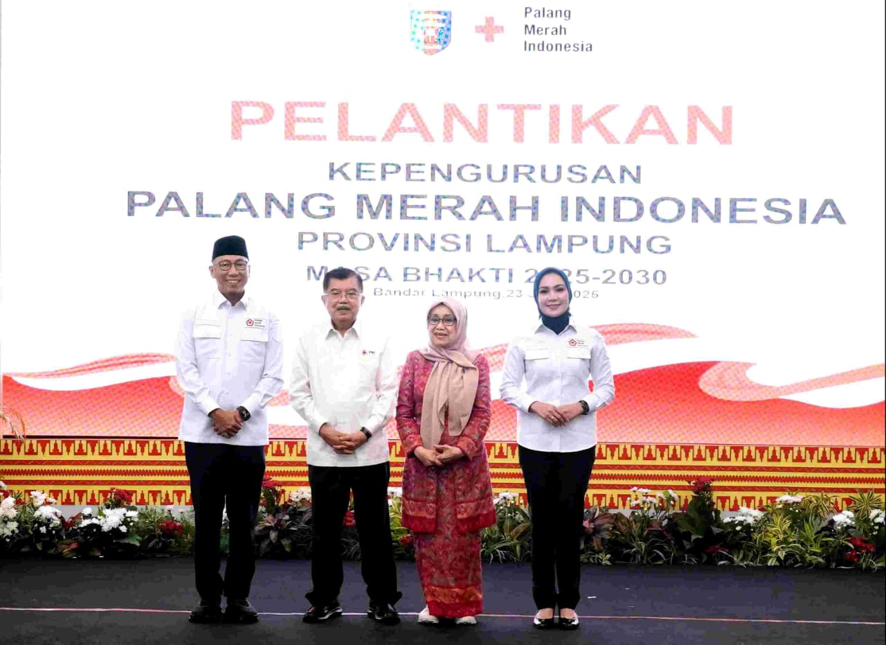 Jusuf Kalla Lantik Pengurus PMI Provinsi Lampung 2025–2030, Purnama Wulan Sari Resmi Jadi Ketua